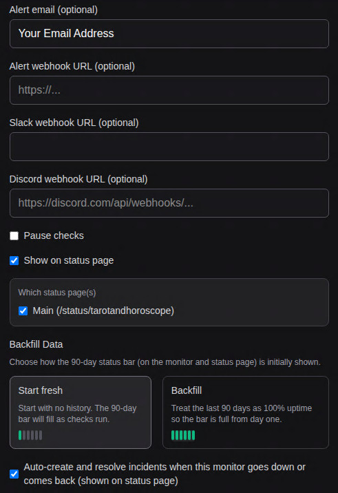 Edit monitor – Alerts section